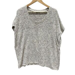 J Jill Womens Size 2X Cap Sleeve Heathered Cream Gray Purple  Classic Sweater